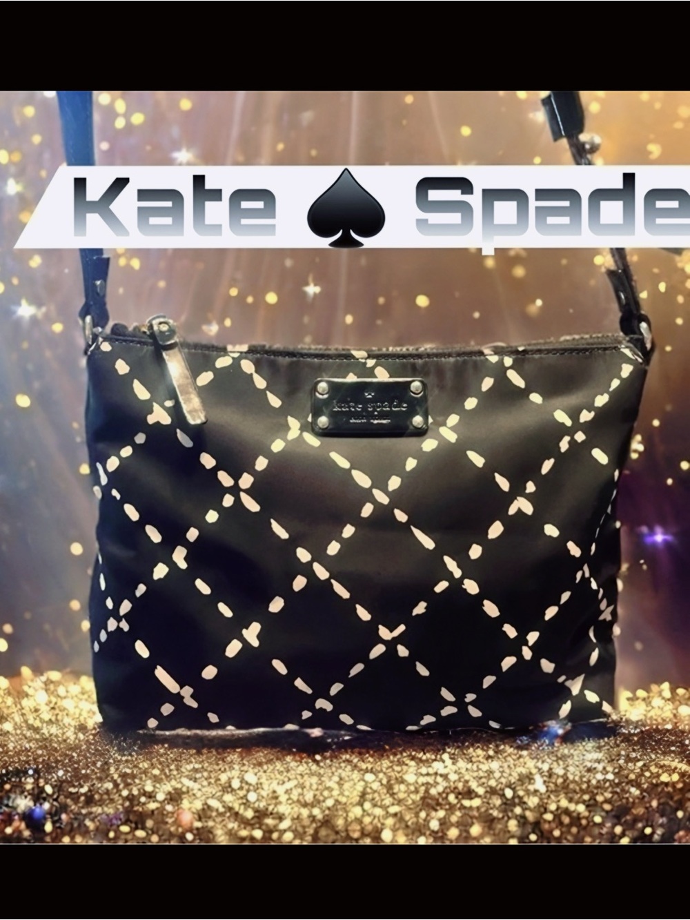 Kate ♠️ Spade Kate NY Stevie Shoulder Hand Bag BLACK CREAM Patent EUC!!!​